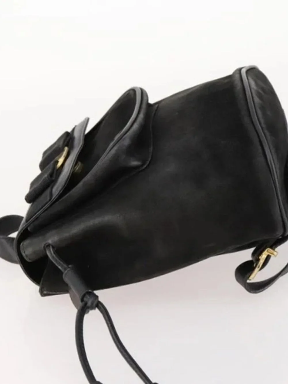 Salvatore Ferragamo Vara Ribbon Backpack Leather Black Gold Auth 172240